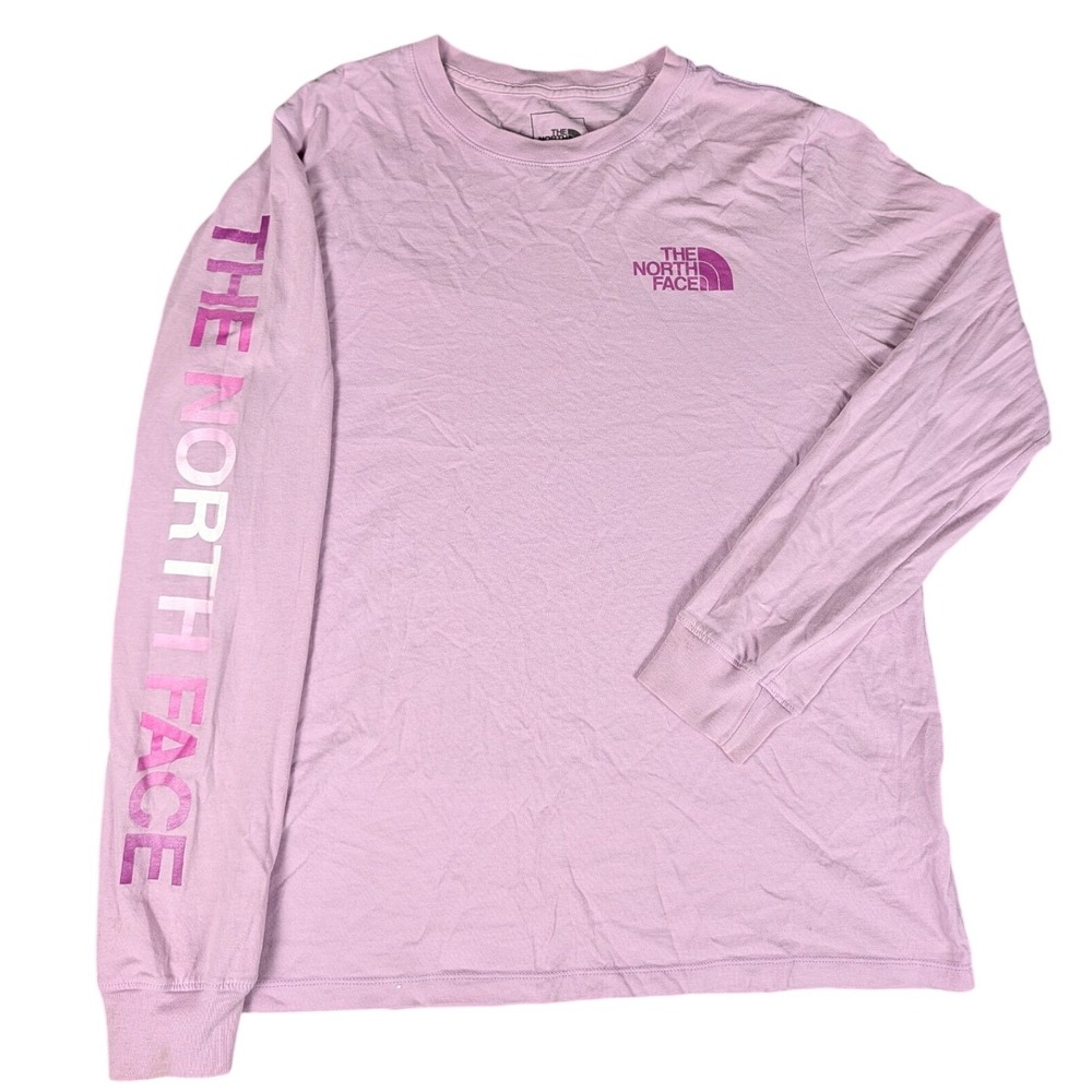 The North Face Long Sleeve T-Shirt Womens Medium Lilac Graphic Logo Excellent
